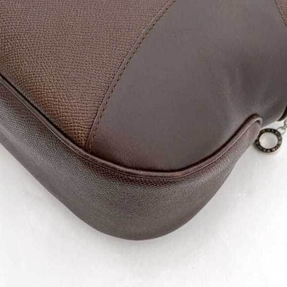 BVLGARI Handbag ec-22641 Dark Brown Leather Mini Boston Grain Women's Unisex